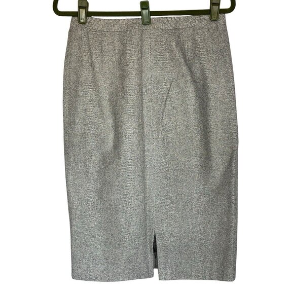 Y2K Lauren Ralph Lauren Wool Angora Blend Skirt Sz 8 Gray Black Lined Straight - Picture 2 of 8